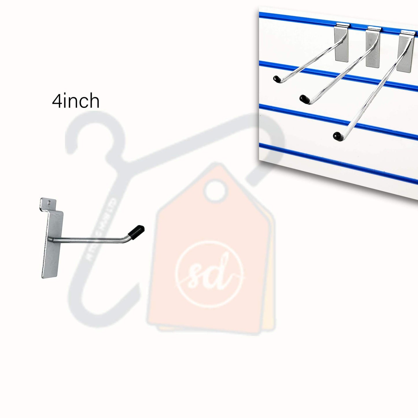 4 Inch Slatwall Chrome Hook