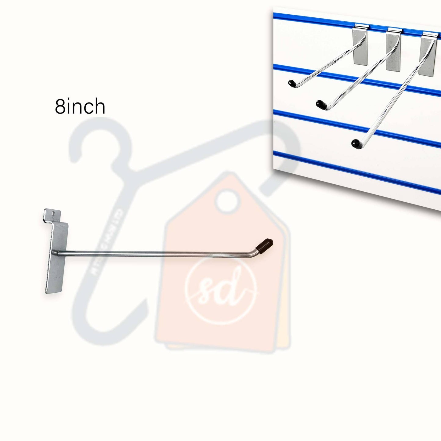 8 Inch Slatwall Chrome Hook