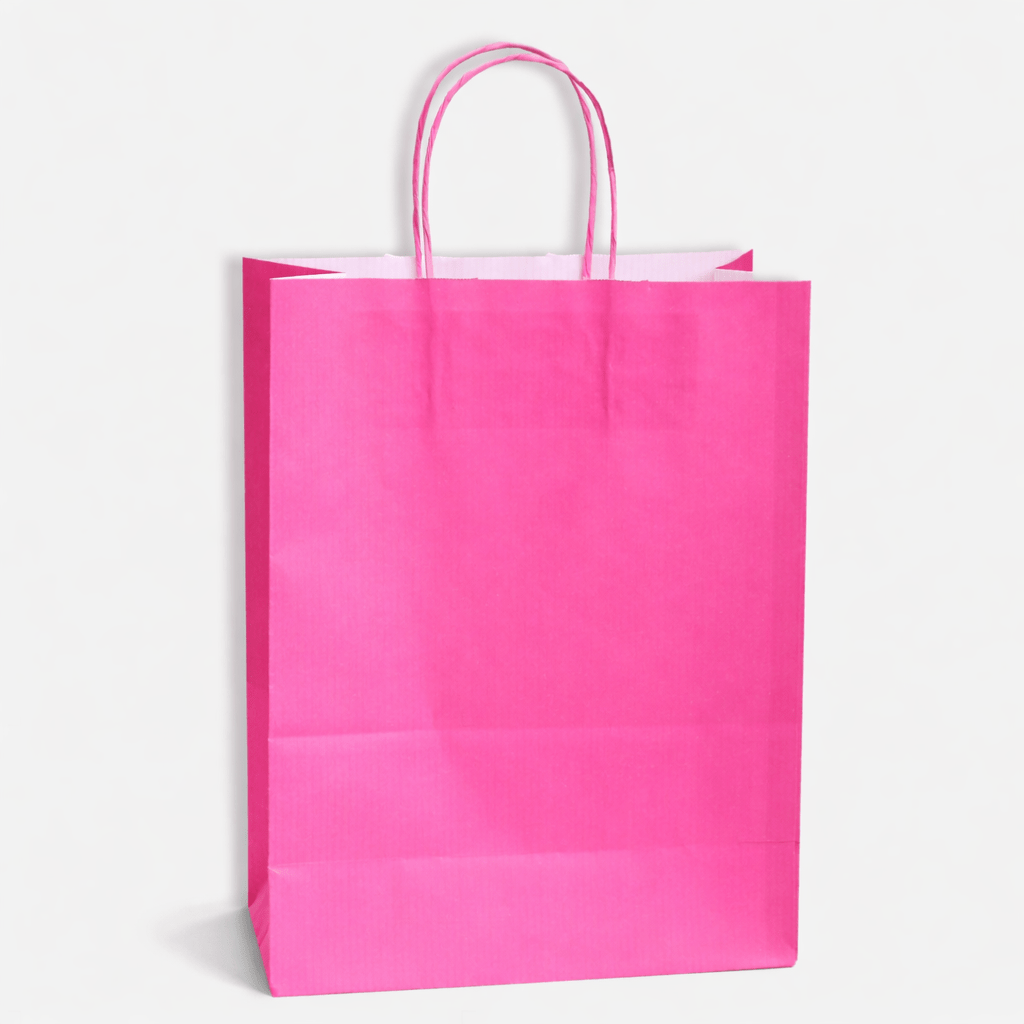 Cerise Paper Carrier Bags with Twisted Handles