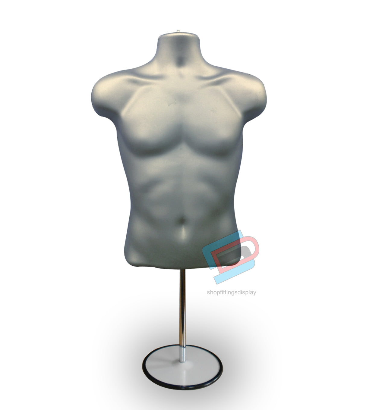 Male Mannequin Display Half Body with Round Stand SILVER (sld3/4)