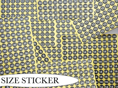 Clothes Size Label Stickers - Pack of 2112