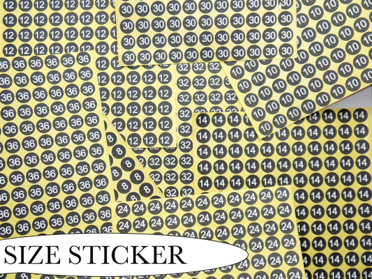 Clothes Size Label Stickers - Pack of 2112
