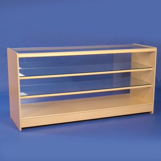 Full Glass Display Counter 1800mm - White & Maple