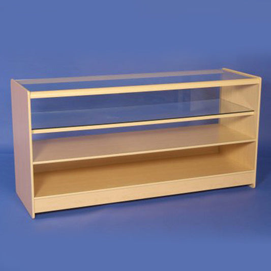 Half Glass Display Counter 1800mm - White & Maple