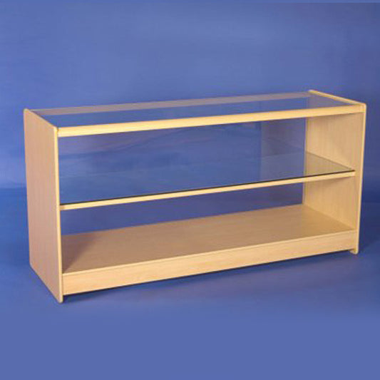 One Glass Display Counter 1800mm - White & Maple