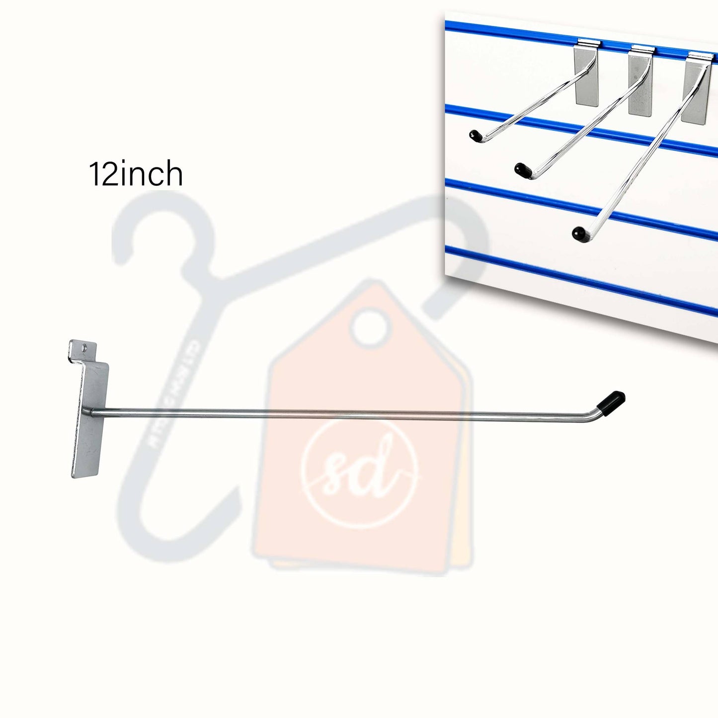 12 Inch Slatwall Chrome Hook