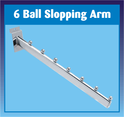 Slatwall 6 Ball Sloped Arm
