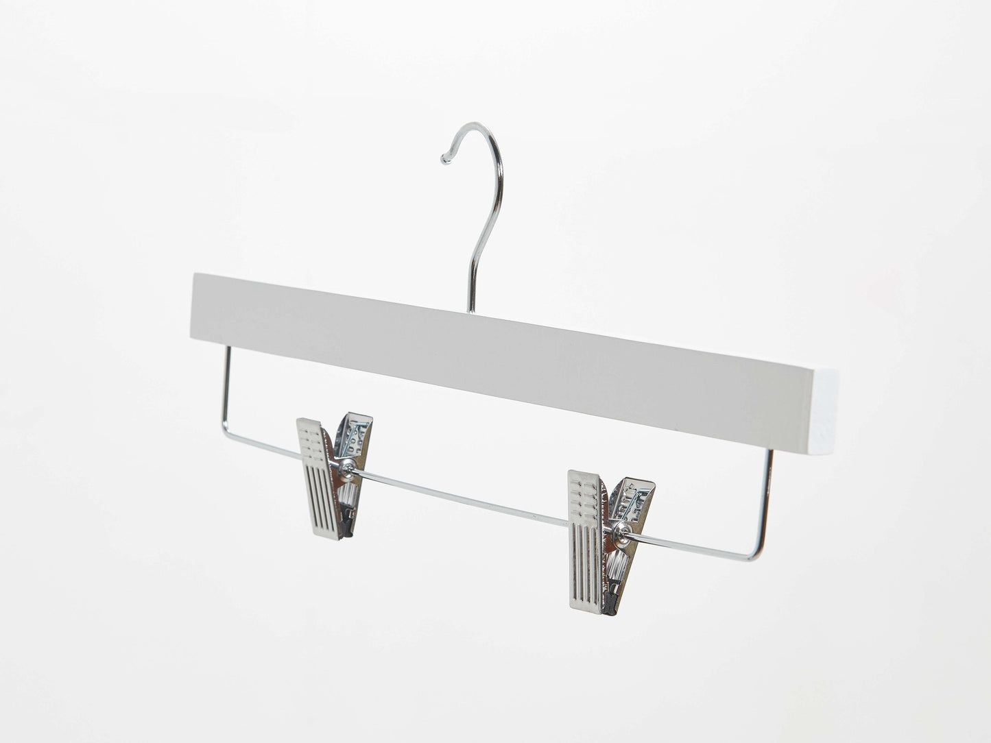 White Wooden Trouser Hanger with Clips