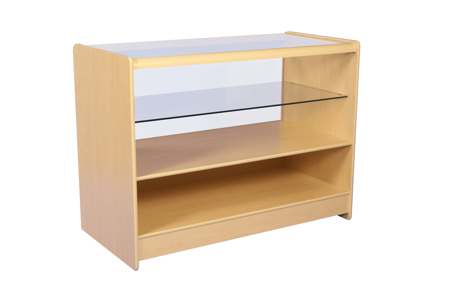 Half Glass Display Counter 1200mm - White & Maple