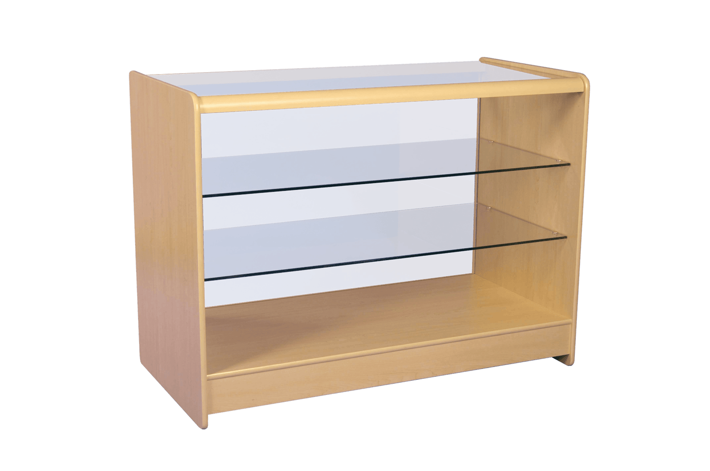 Full Glass Display Counter 1200mm - White & Maple