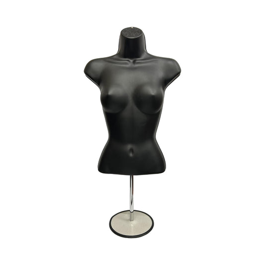 Female Black Freestanding Mannequin Half Body with Stand