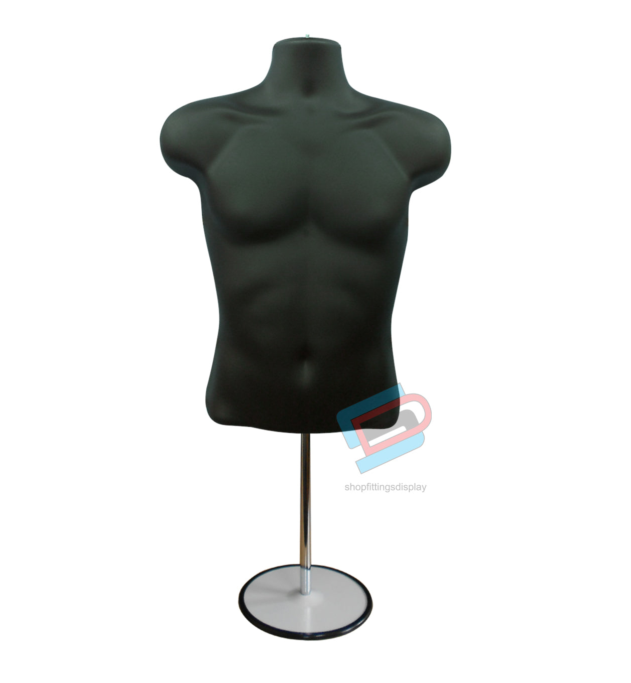 Male Mannequin Display Half Body with Round Stand  BLACK (sld3/4)