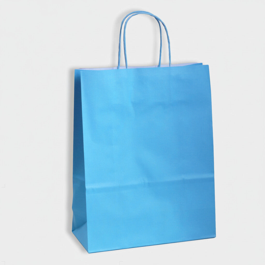 Blue Paper Carrier Bags with Twisted Handles