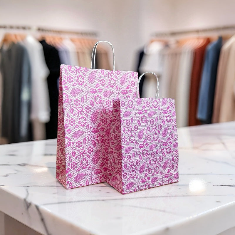 Heena Pink Paper Twisted Handle Carrier Bag