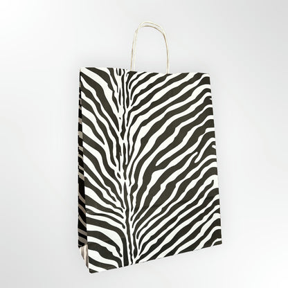 Black Zebra Paper Twisted Handle Carrier Bag
