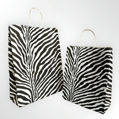 Black Zebra Paper Twisted Handle Carrier Bag