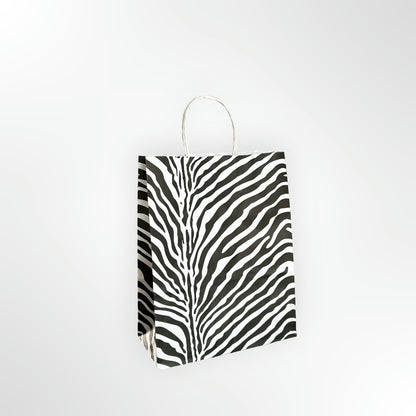 Black Zebra Paper Twisted Handle Carrier Bag