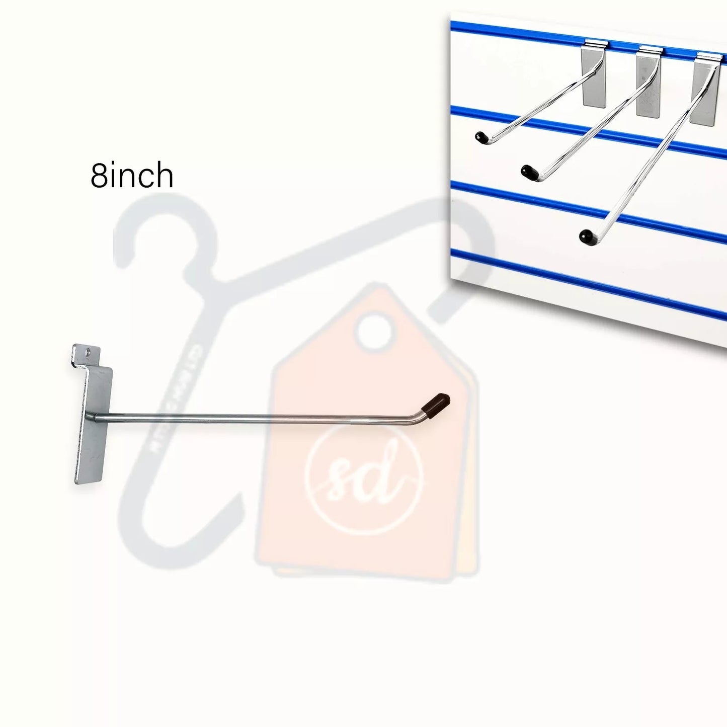 Single Prong Slatwall Hook - 8 Inch
