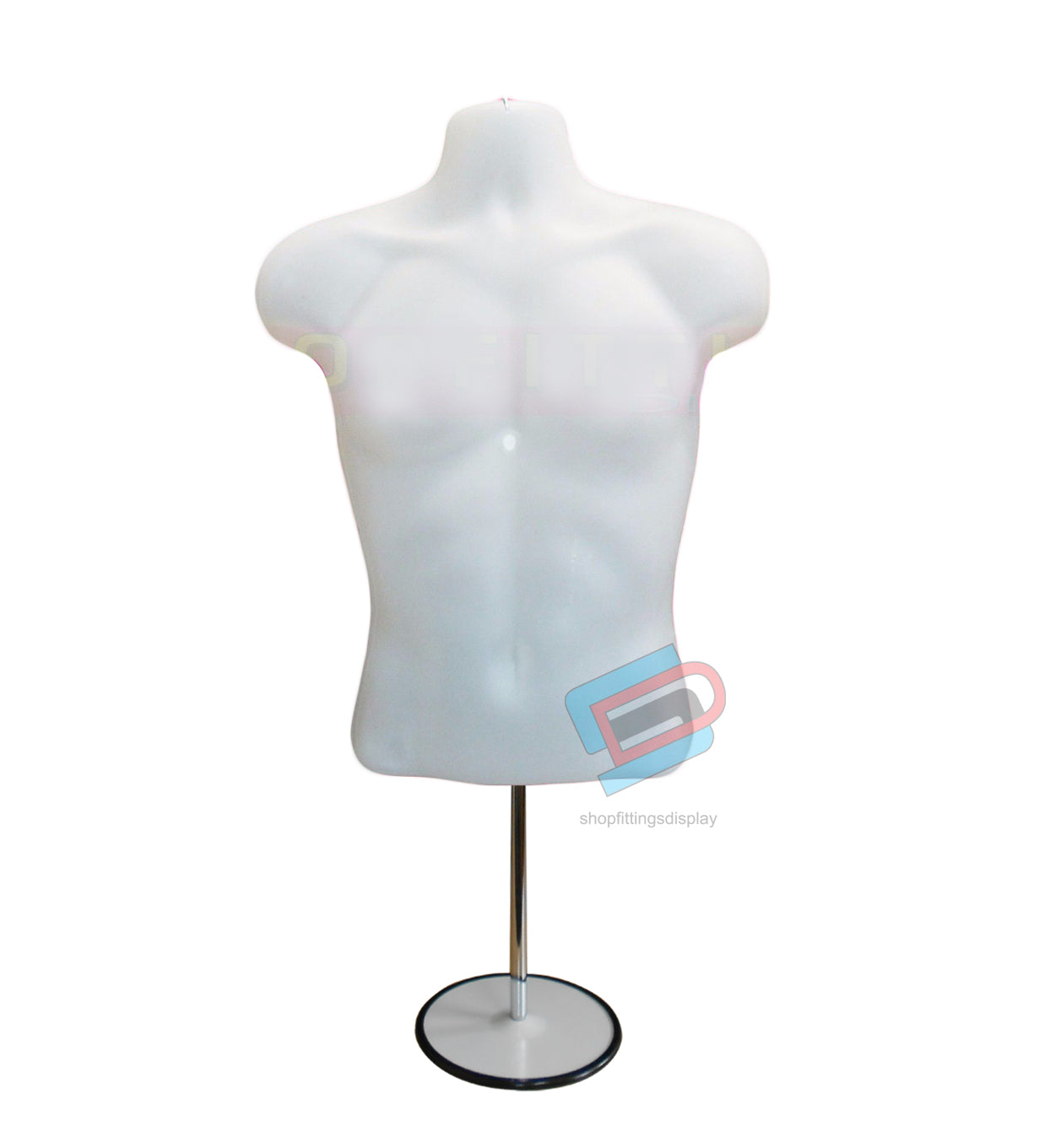 Male Mannequin Display Half Body with Round Stand  SEMI-CLEAR (sld3/4)