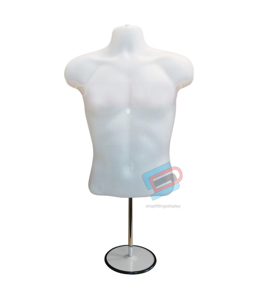 Male Mannequin Display Half Body with Round Stand  SEMI-CLEAR (sld3/4)