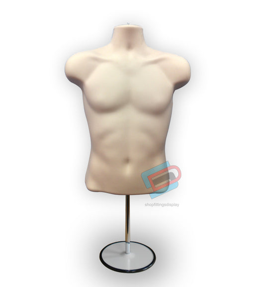 Male Mannequin Display Half Body with Round Stand  SKIN(sld3/4)